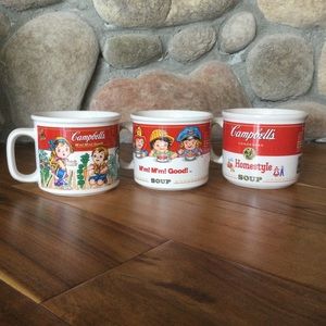 ✔️ Vintage Set of 3 Campbells Mugs Mm Mm Good